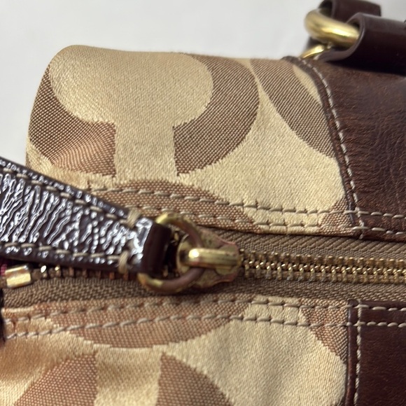Coach Brown and Tan Satchel with Structured Design - Picture 11 of 16